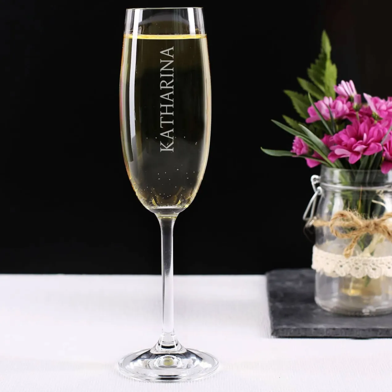 graviertes Sektglas mit Namen