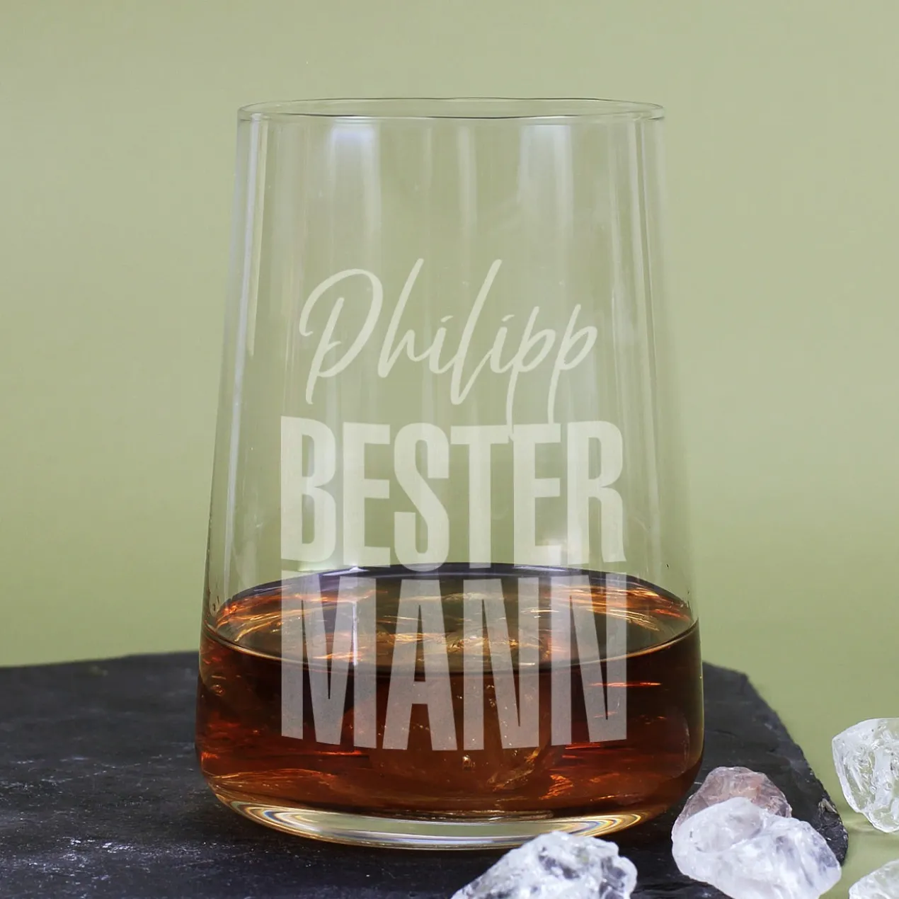 Graviertes Trinkglas - Bester Mann - mit Name | Personalisiertes Männer Geschenk Glas 430 ml
