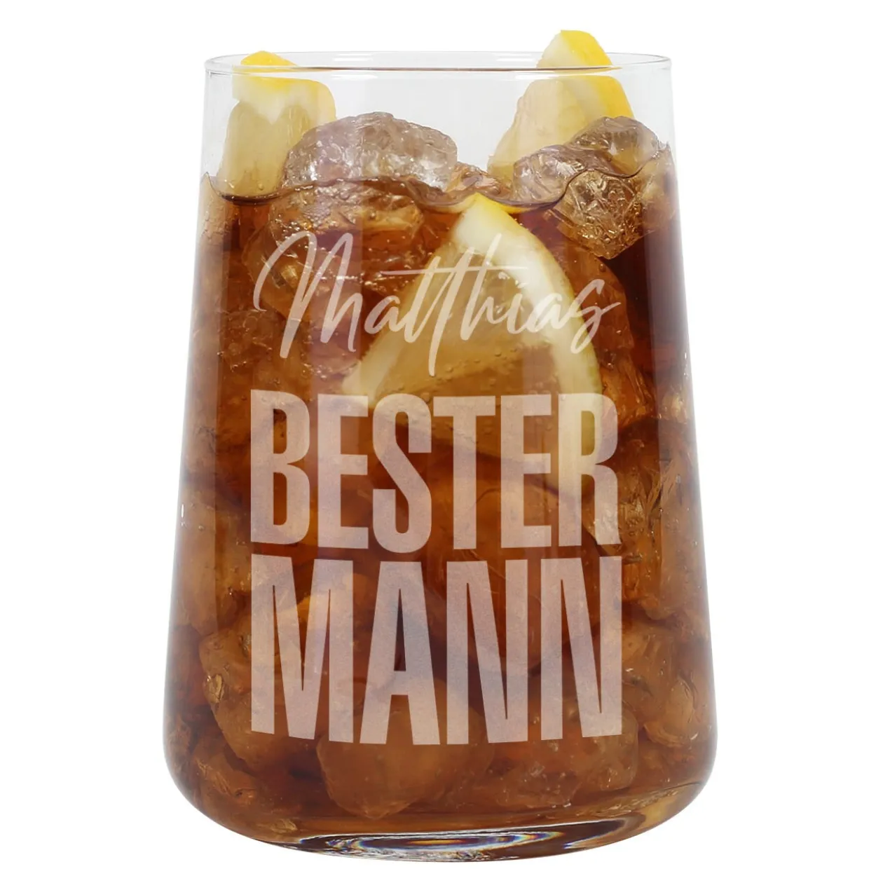 Graviertes Trinkglas - Bester Mann - mit Name | Personalisiertes Männer Geschenk Glas 430 ml