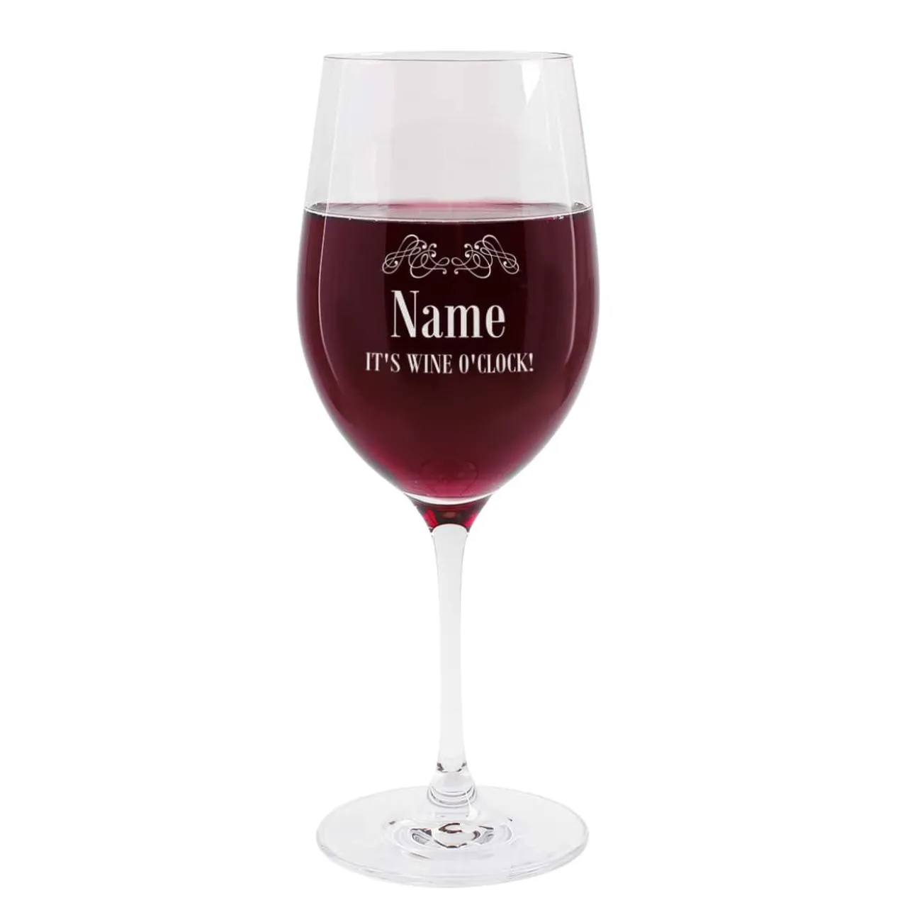 Graviertes Weinglas IT'S WINE O'CLOCK! mit Name