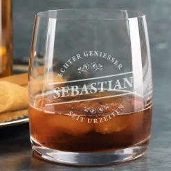 graviertes Whiskeyglas Echter Geniesser mit Name von Bohemia Cristal