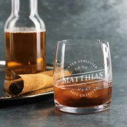 graviertes Whiskeyglas Echter Geniesser mit Name von Bohemia Cristal