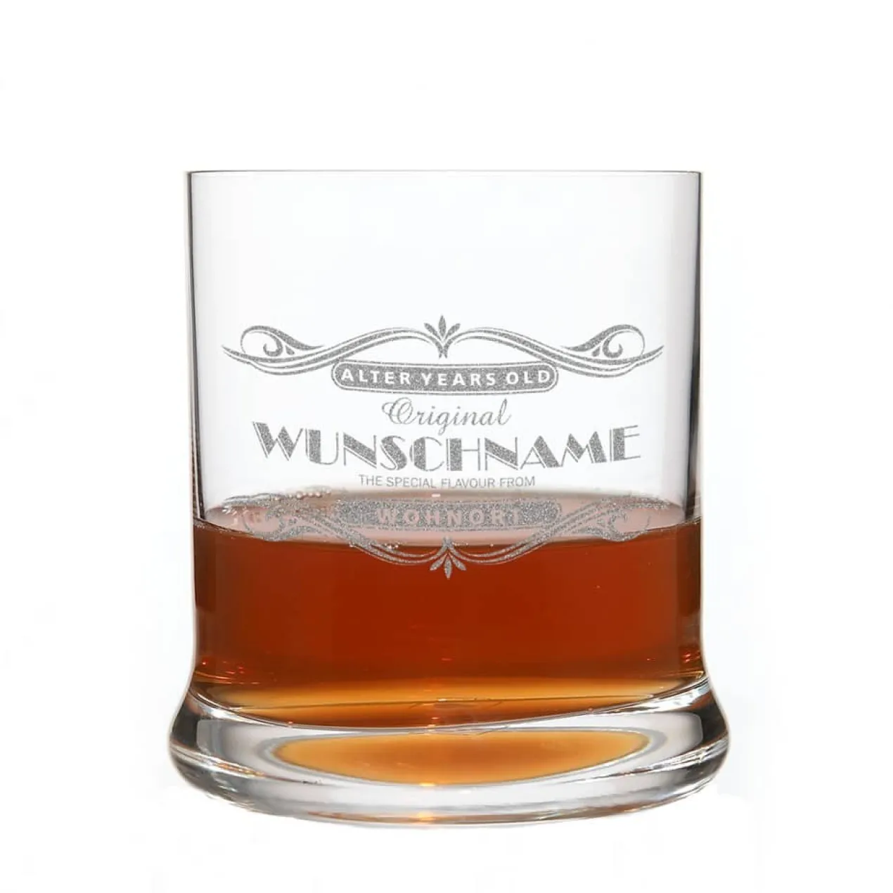 graviertes Whiskyglas mit Wunschname, Alter und Ort