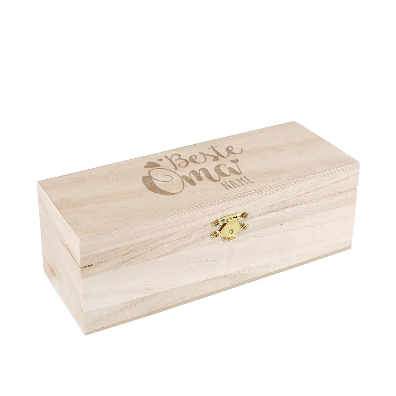 Gravierte Teebox aus Holz für die beste Oma mit Wunschname personalisiert | 3 Fächer