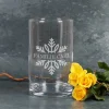 Gravierte Vase mit Schneeflocke und Wunschtext