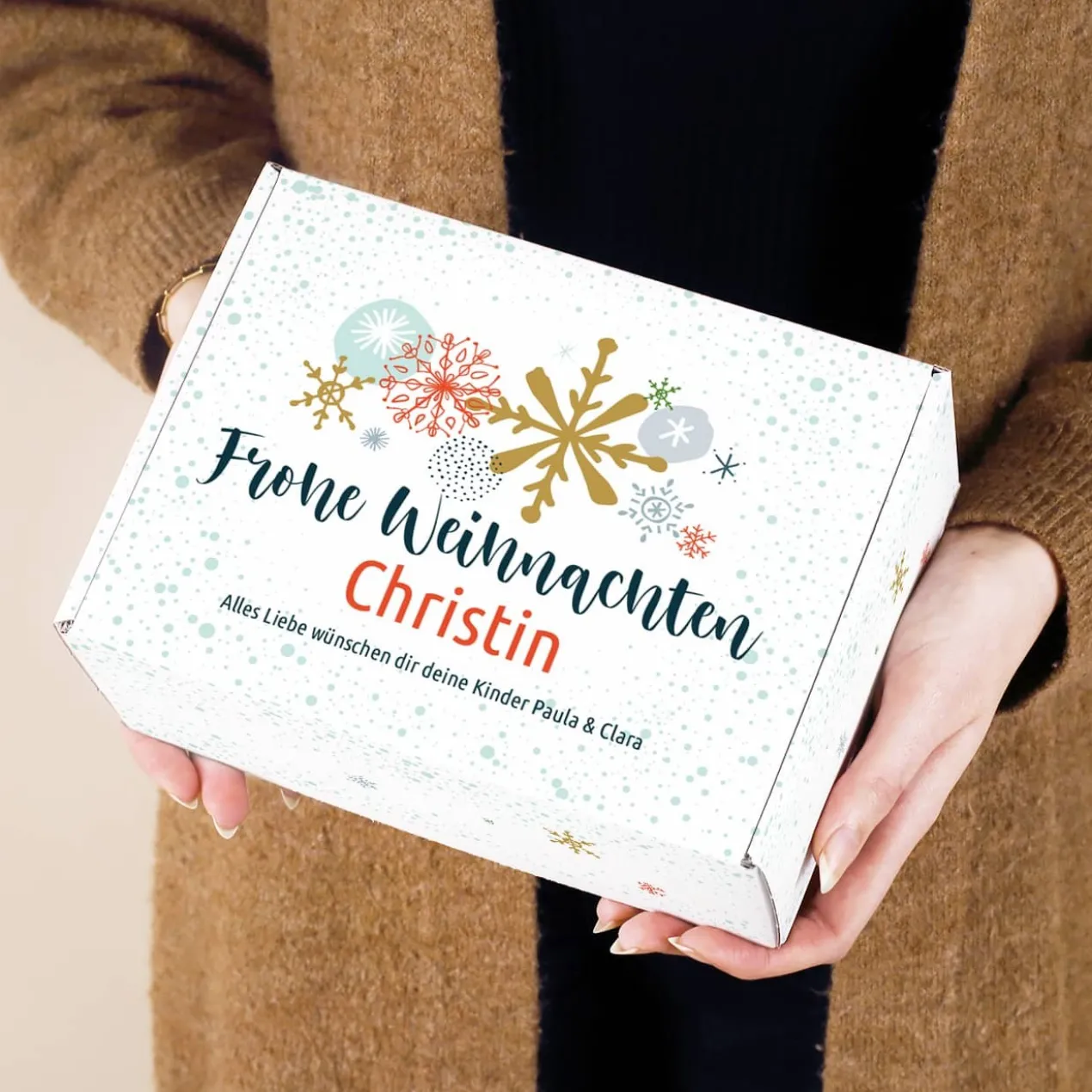 Gravierte Weihnachtskugel, Teeglas und Früchtetee als Geschenkset zu Weihnachten mit Box