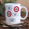 große Kaffeetasse zum 80. Geburtstag mit Verkehrszeichen - 80 -