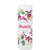 Große Kerze mit Blumenmotiv zur Taufe, Kommunion oder Konfirmation