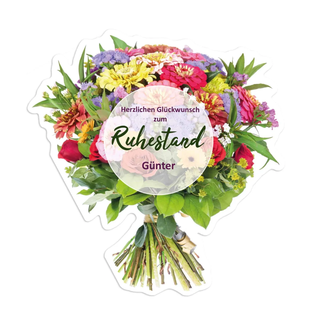 Große Klappkarte Blumenstrauß zur Rente mit Name