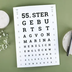 Große Klappkarte Sehtest zum Geburtstag mit Name und Alter