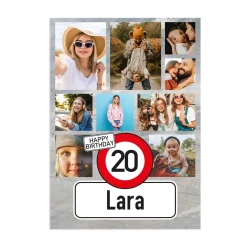 Große Klappkarte zum Geburtstag mit Fotos, Name und Alter