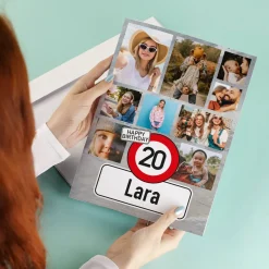 Große Klappkarte zum Geburtstag mit Fotos, Name und Alter