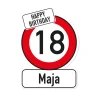 Große Klappkarte zum Geburtstag mit Verkehrszeichen, Alter und Name