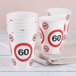 8 große Pappbecher - Verkehrsschild 60