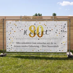 Großer Bauzaun Banner zum Geburtstag mit Name, Alter & Wunschtext personalisiert | Konfetti Design