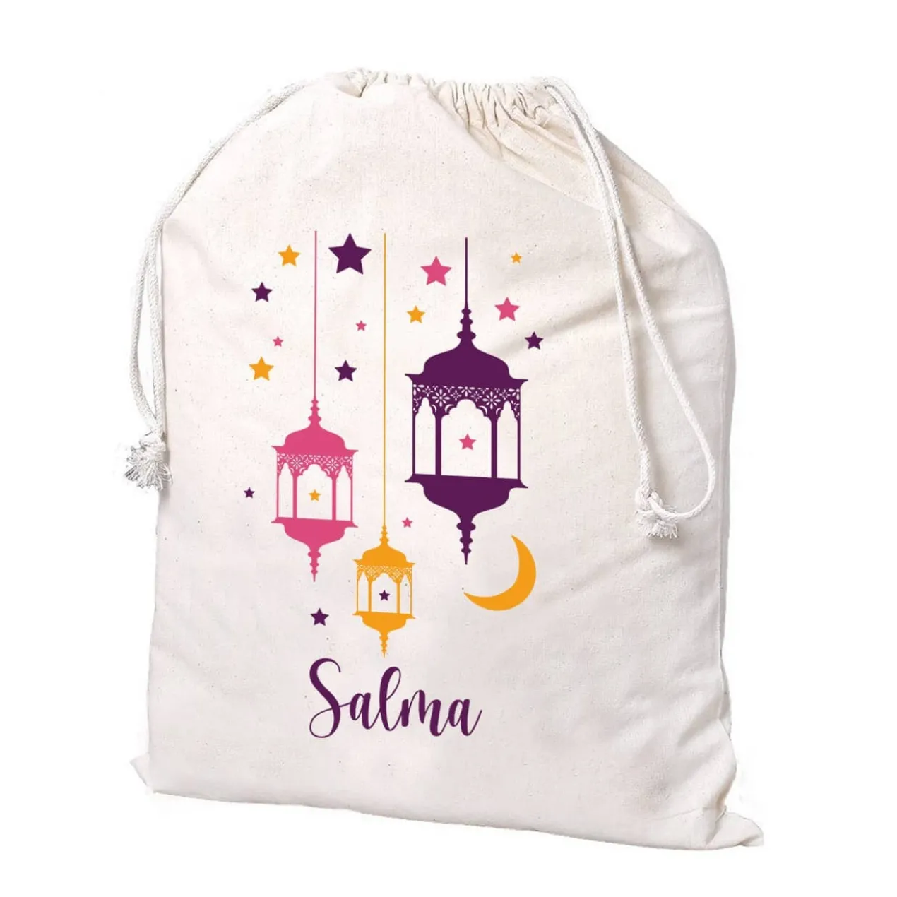 Großer Eid Geschenksack mit Laternen und Text, 2 Farben auswählbar, 40x50 cm