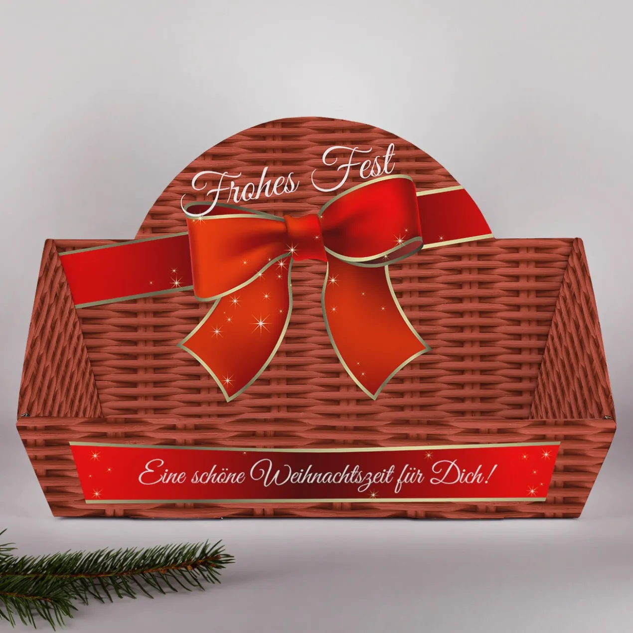 Großer Geschenkkorb zu Weihnachten mit Ihrem Wunschtext