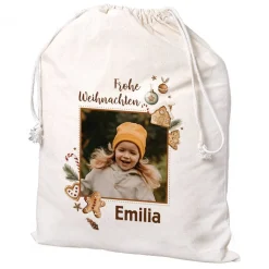Großer Geschenksack mit Lebkuchen-Motiv & Foto, 40x50 cm