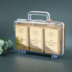 Großer Gold Koffer mit Schokolade | Geldgeschenk