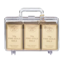 Großer Gold Koffer mit Schokolade | Geldgeschenk