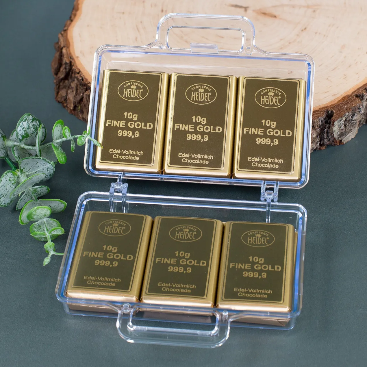 Großer Gold Koffer mit Schokolade | Geldgeschenk