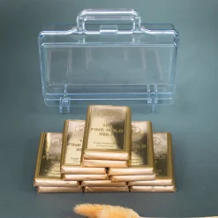 Großer Gold Koffer mit Schokolade | Geldgeschenk