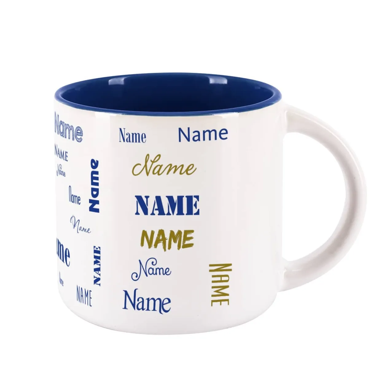 Großer Kaffeepott mit Ihrem Namen in verschiedenen Schriftarten