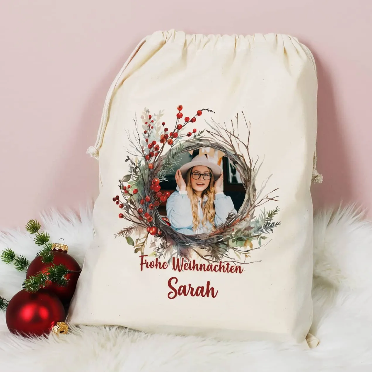 Großer Nikolaussack mit Foto, Wunschtext & Name, 40x50 cm