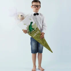 Große Schultüte für Jungen mit Dinosaurier und Name