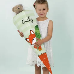 Große Schultüte mit Fuchs und Ihrem Wunschnamen bedruckt