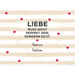 Großes Herzbanner zum Ausschneiden - Liebe muss echt sein