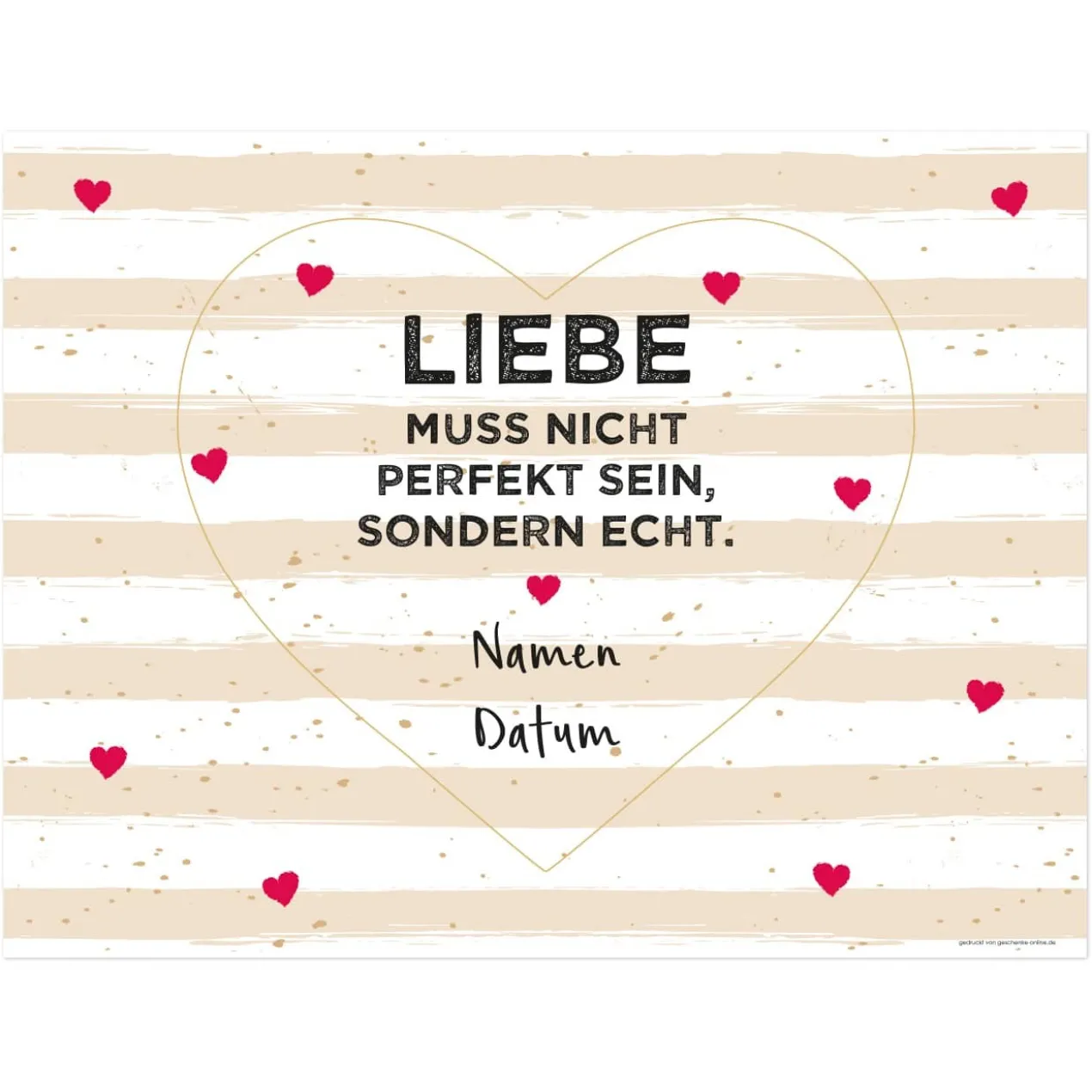Großes Herzbanner zum Ausschneiden - Liebe muss echt sein