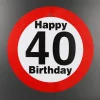 großes Verkehrsschild zum 40. Geburtstag