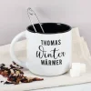 Große Tasse - Winter Wärmer - innen schwarz und mit Ihrem Namen