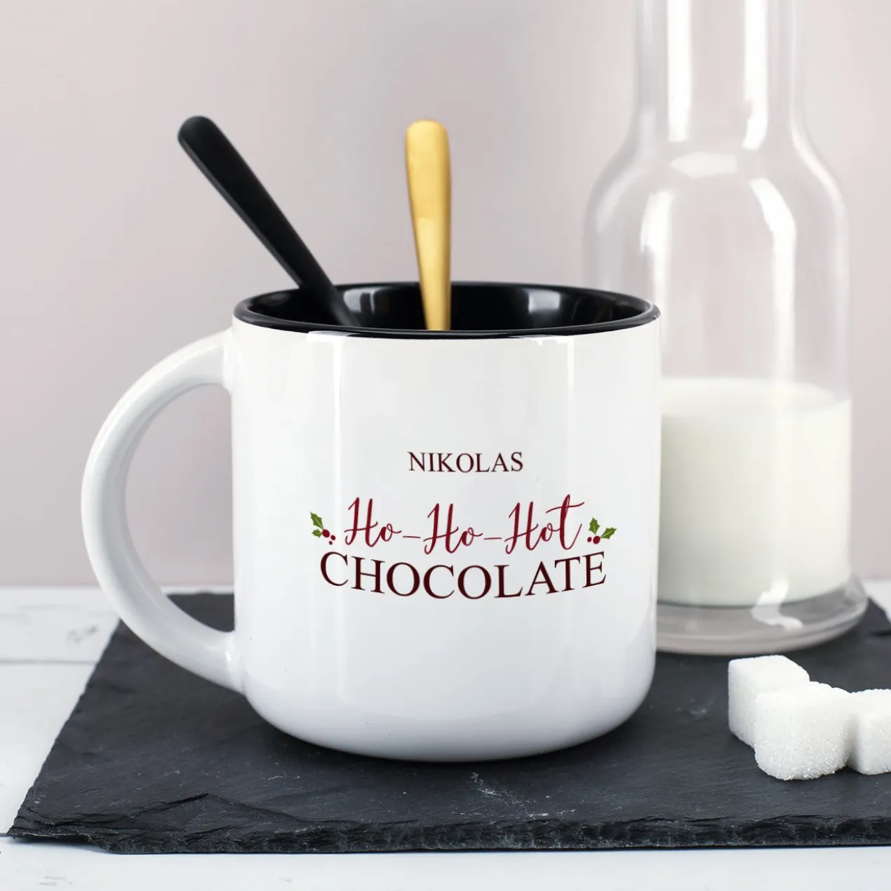 Große weihnachtliche Tasse - Ho-Ho-Hot Chocolate - mit Ihrem Namen