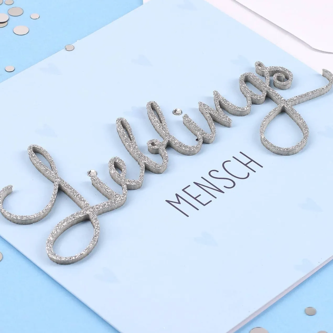 Grußkarte - Lieblingsmensch mit silbernen 3D Schriftzug