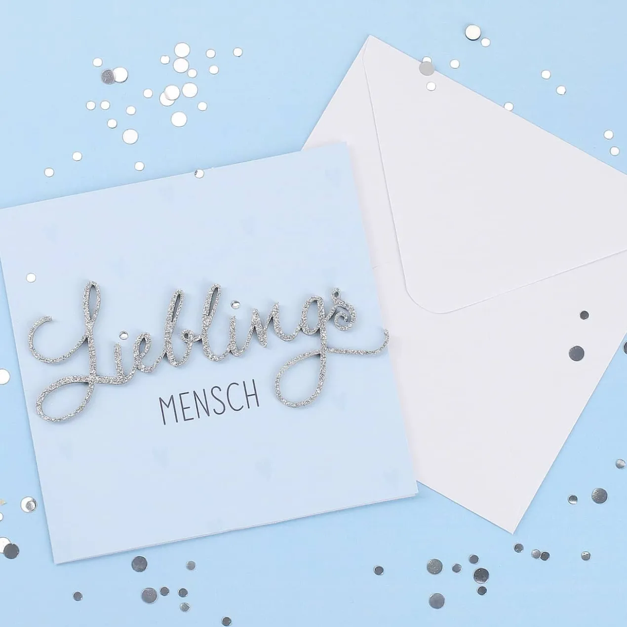 Grußkarte - Lieblingsmensch mit silbernen 3D Schriftzug