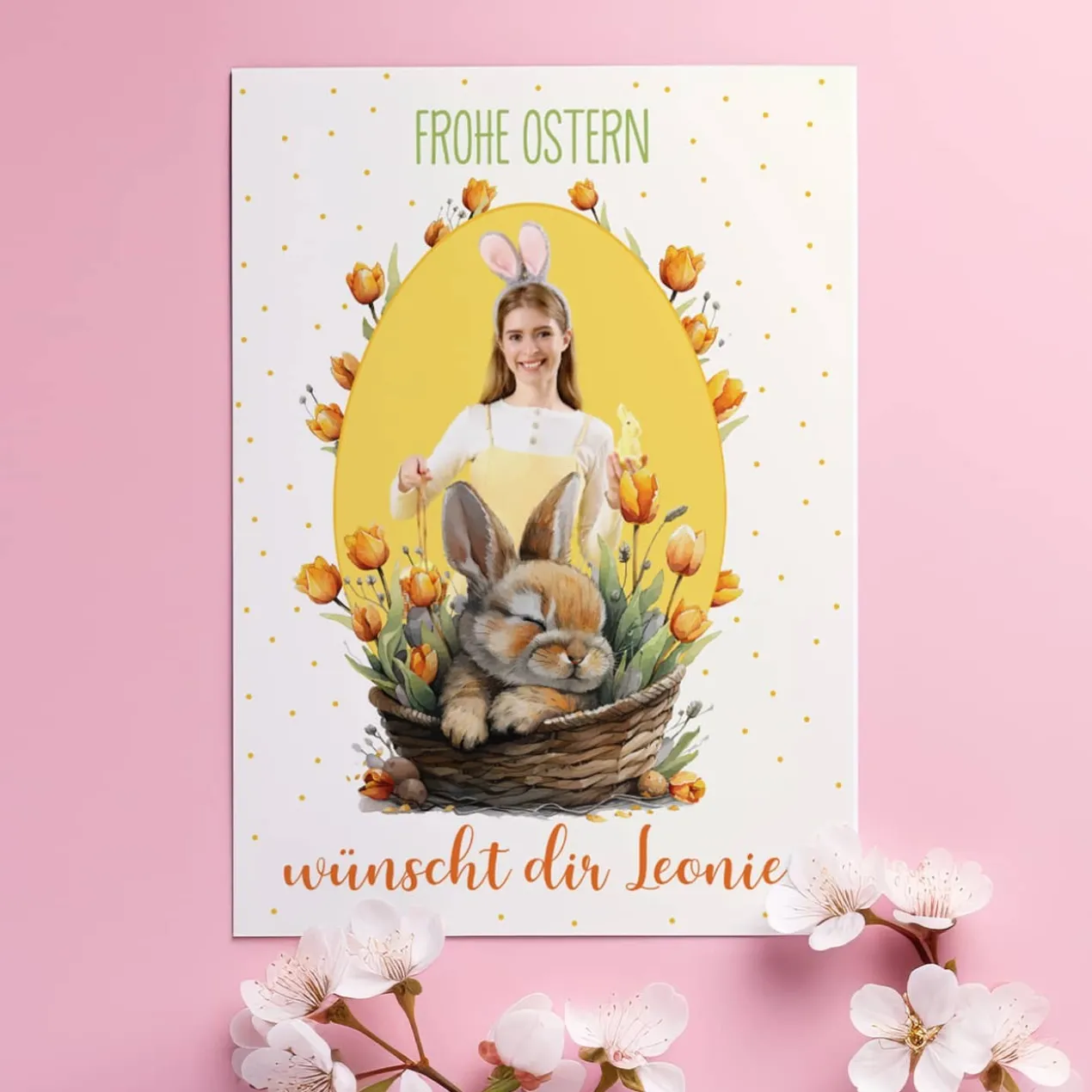 Grußkarte zu Ostern mit Foto & Text