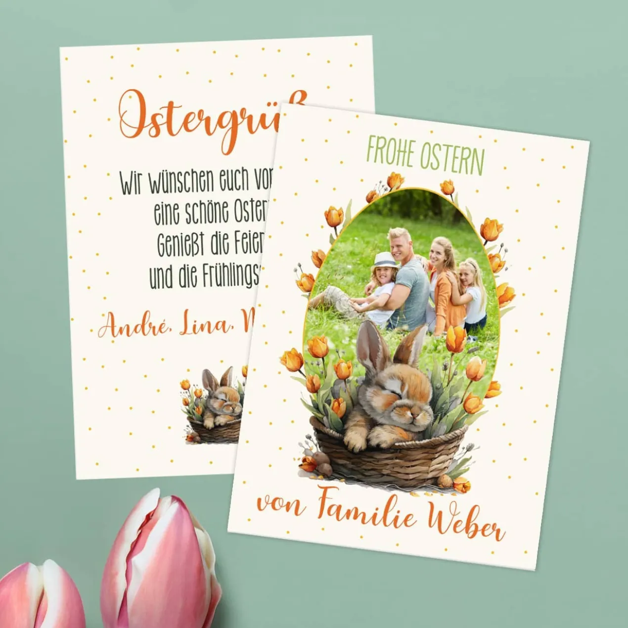 Grußkarte zu Ostern mit Foto & Text