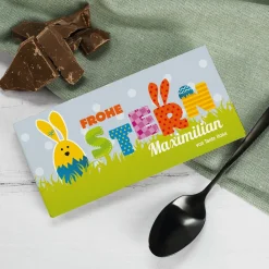 100g Schokolade Frohe Ostern mit Wunschname
