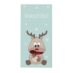 100g Schokolade mit niedlichem Rentier und Ihrem Wunschtext