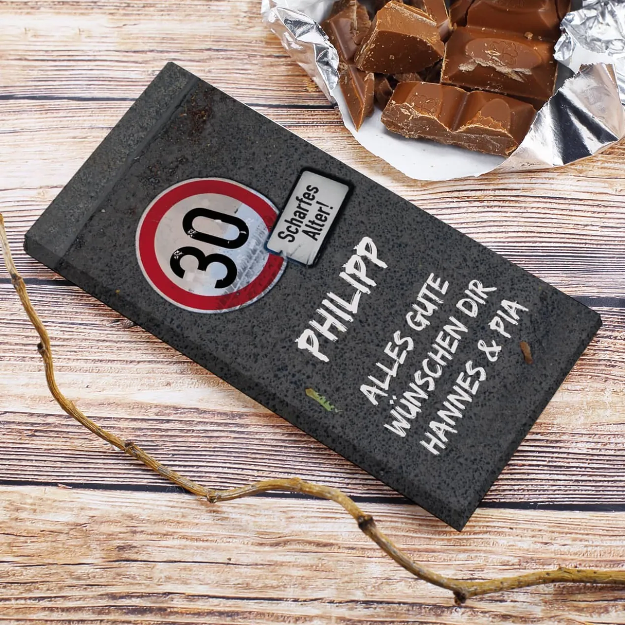 100g Schokolade zum Geburtstag -Achtung Alter!-