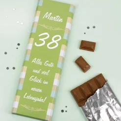 300g Schokolade zum Geburtstag mit Name, Alter und Wunschtext