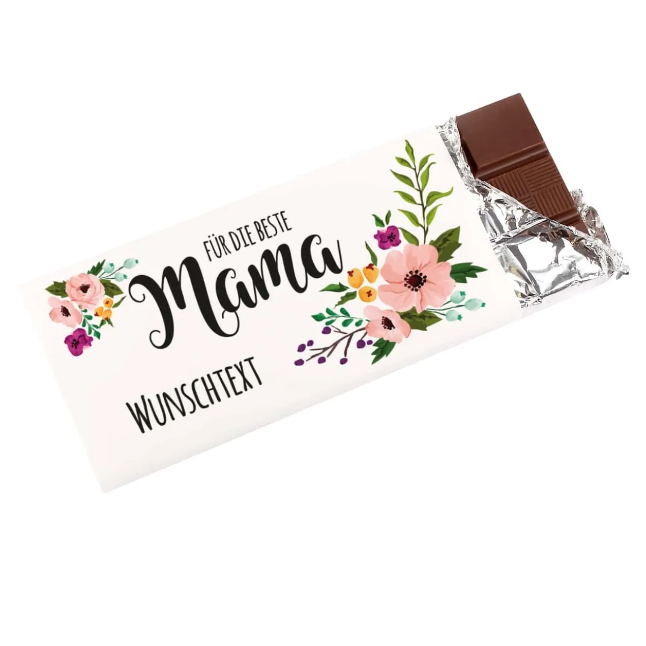 100g Schokolade zum Muttertag mit Blumenmotiv