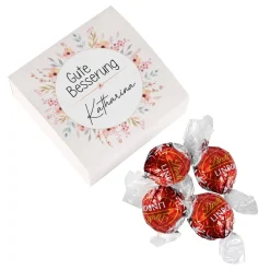 Gute Besserung Geschenk - 4 Lindor Kugeln in einer persönlichen Box