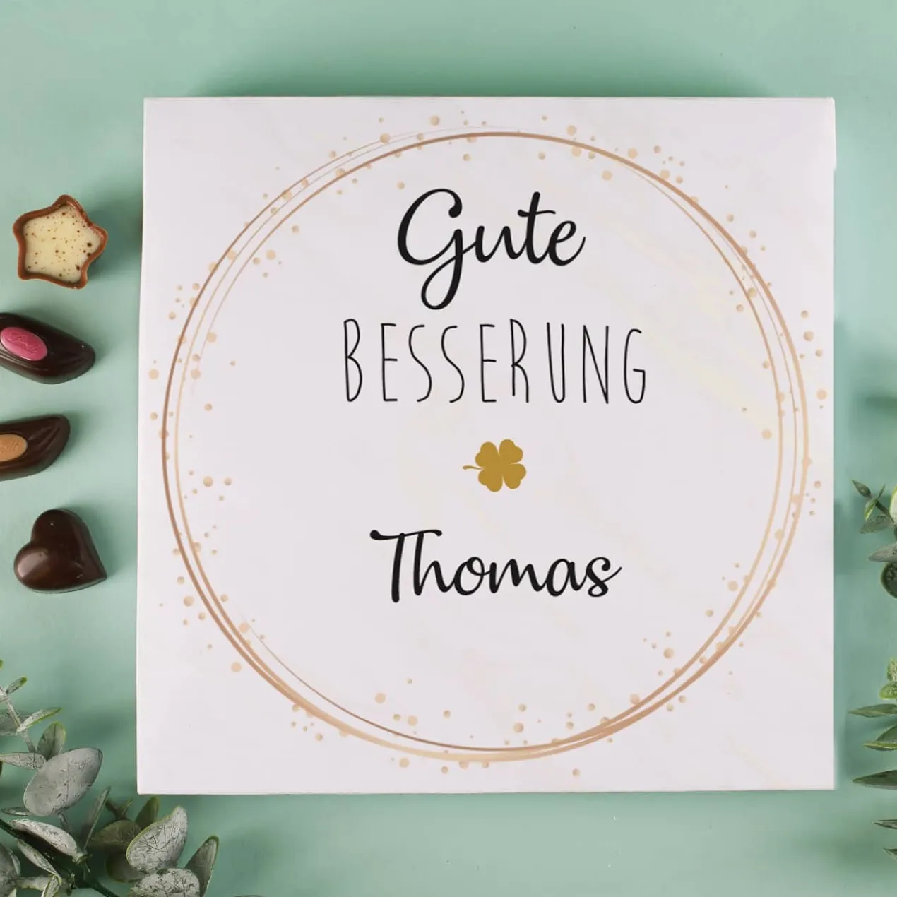 Gute Besserung - 32 Lindt Pralinen mit Name personalisiert
