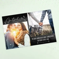 Gutschein-Puzzle mit 2 Fotos und 2 Zeilen Wunschtext