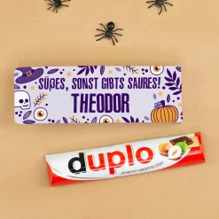 Halloween duplo Riegel personalisiert mit Name in Geschenkverpackung | Schokoriegel Geschenk