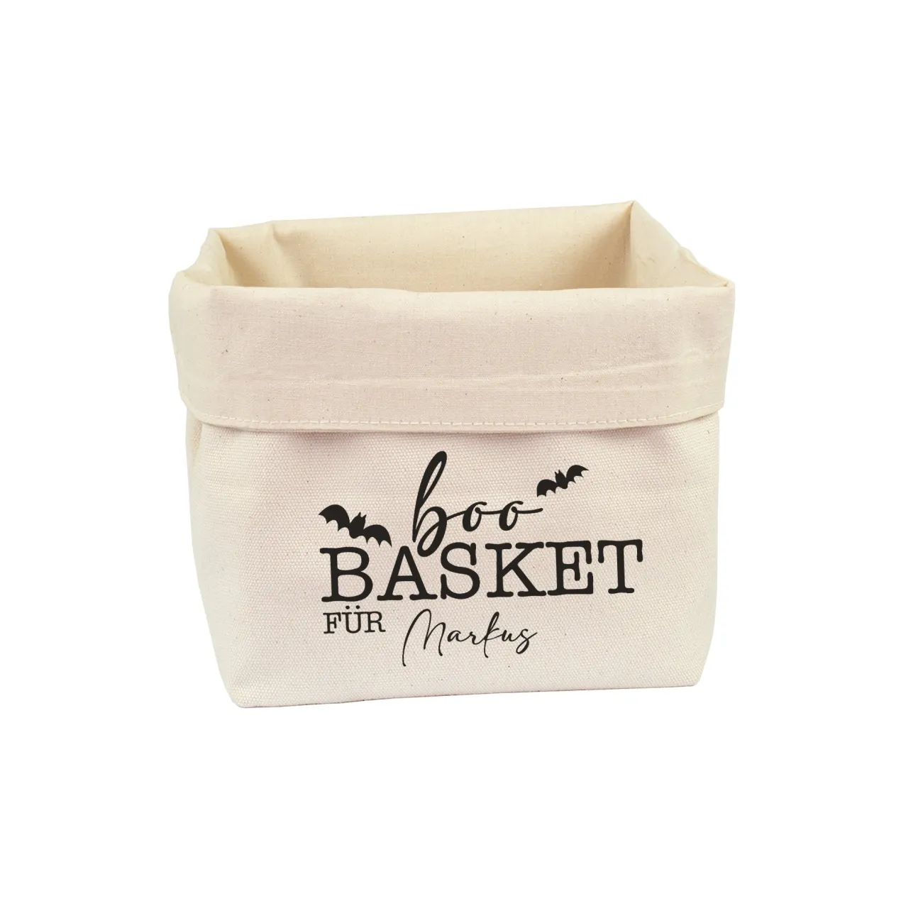 Halloween Korb personalisiert mit Name | Boo Basket aus 100% Baumwolle für Süßes oder Saures