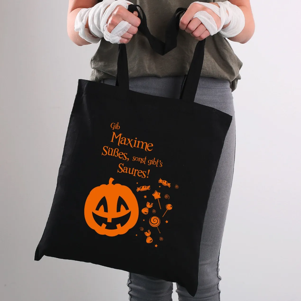 Halloween Süßigkeiten Beutel personalisierbar mit Name | Süßes sonst gibt´s Saures